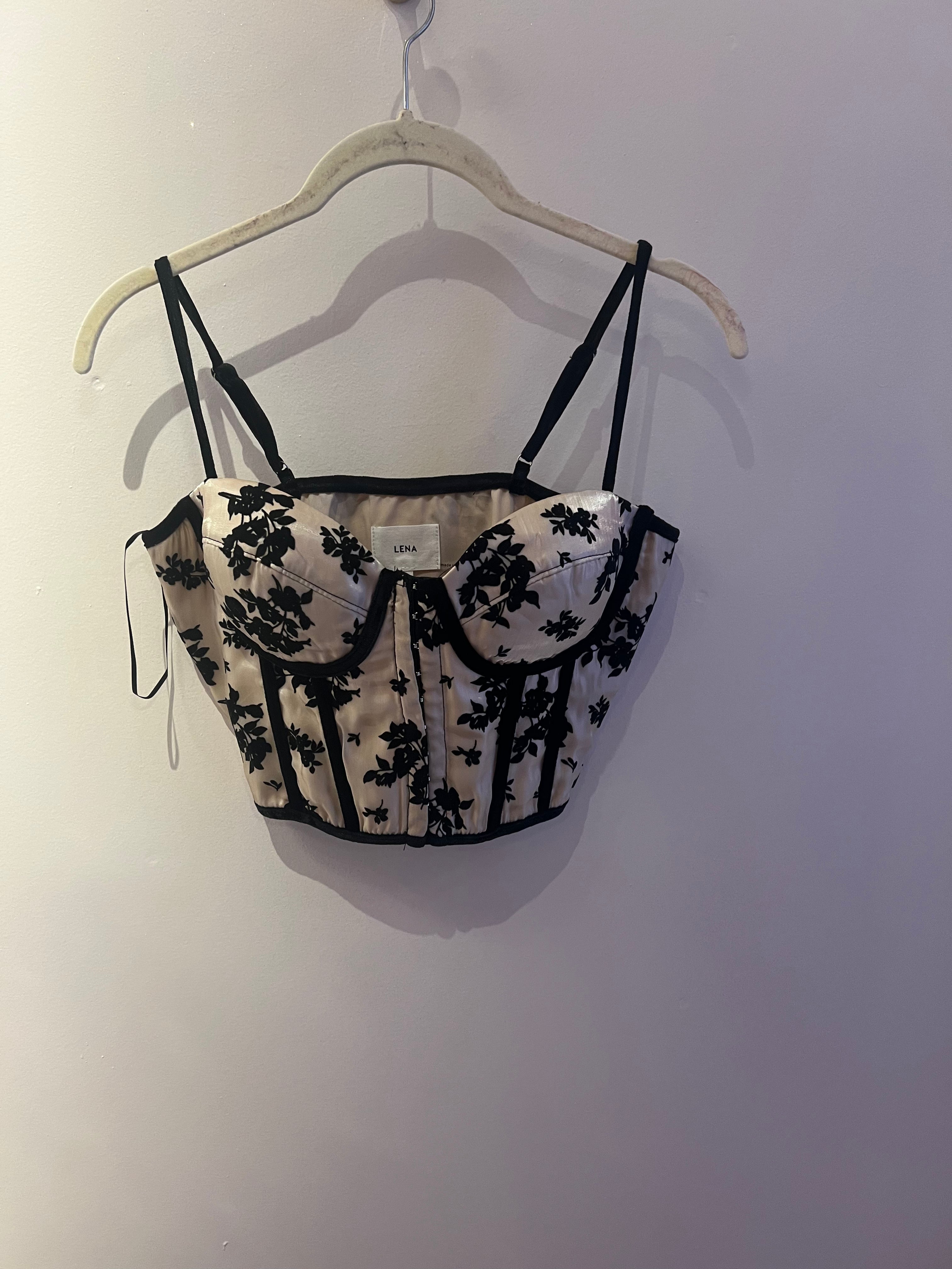 Black Floral Detail Corset Top