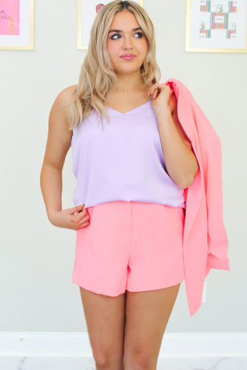 Purple Satin Double Strap Cami Top