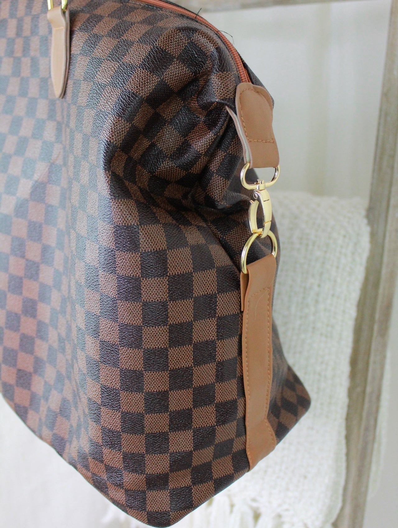 Checkered Pattern Weekend Duffle Bag - Two Colors