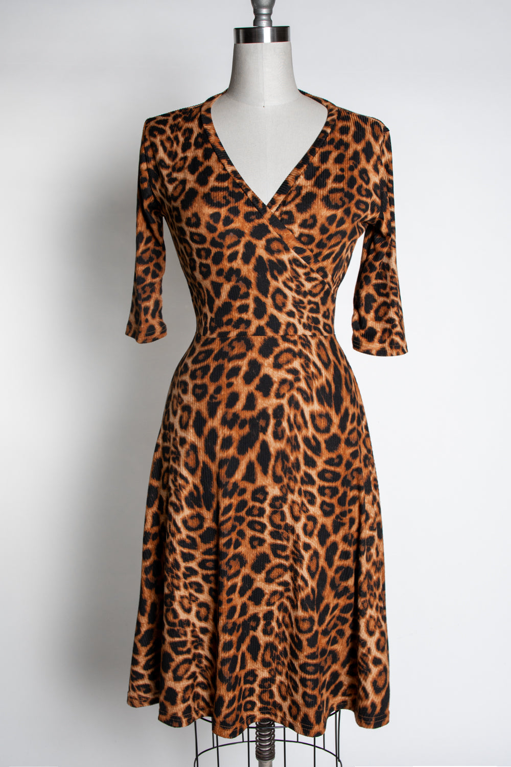 Joanie Knit Dress 3/4 Sleeve - Leopard Rib Knit *sale