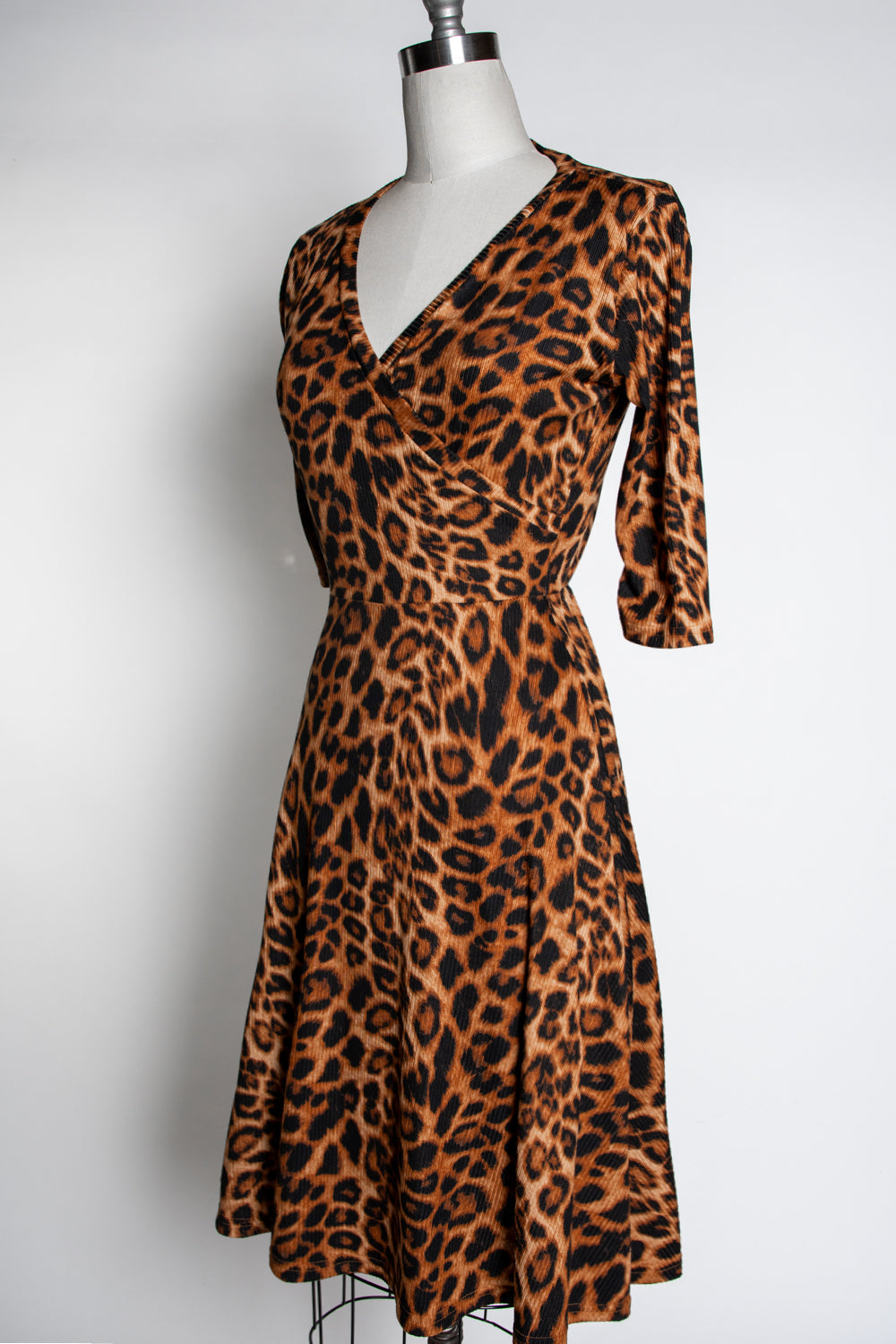 Joanie Knit Dress 3/4 Sleeve - Leopard Rib Knit *sale