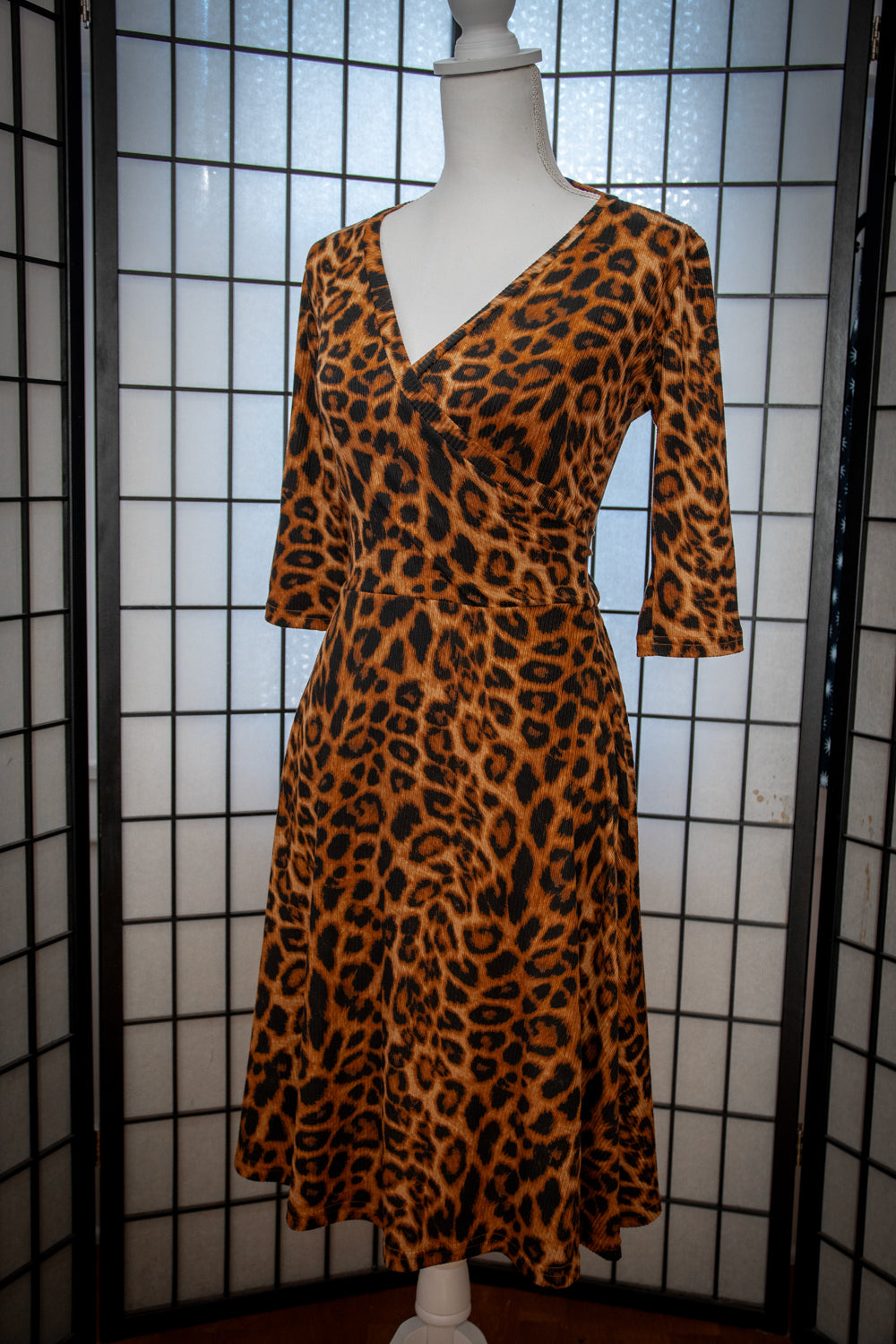 Joanie Knit Dress 3/4 Sleeve - Leopard Rib Knit *sale
