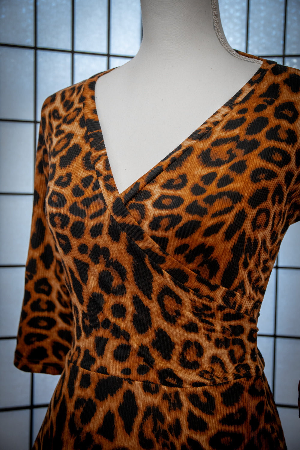 Joanie Knit Dress 3/4 Sleeve - Leopard Rib Knit *sale