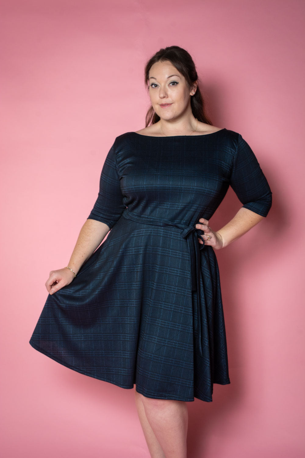 Josephina Dress- Black & Blue Plaid *sale