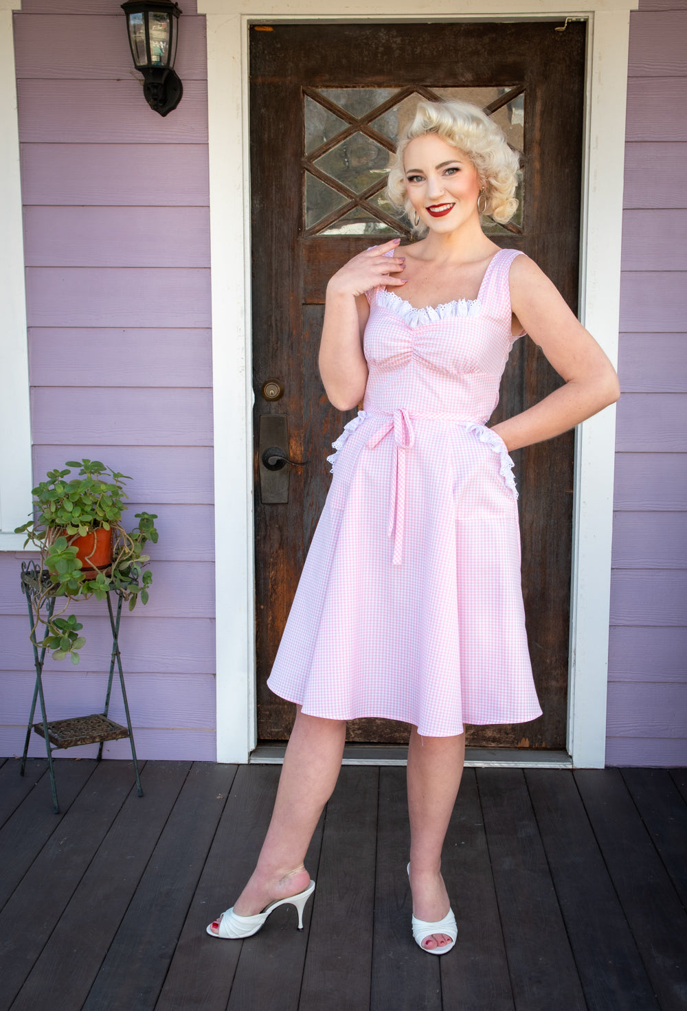 Sadie Dress- Pink Gingham w/ Eyelet Trim *sale