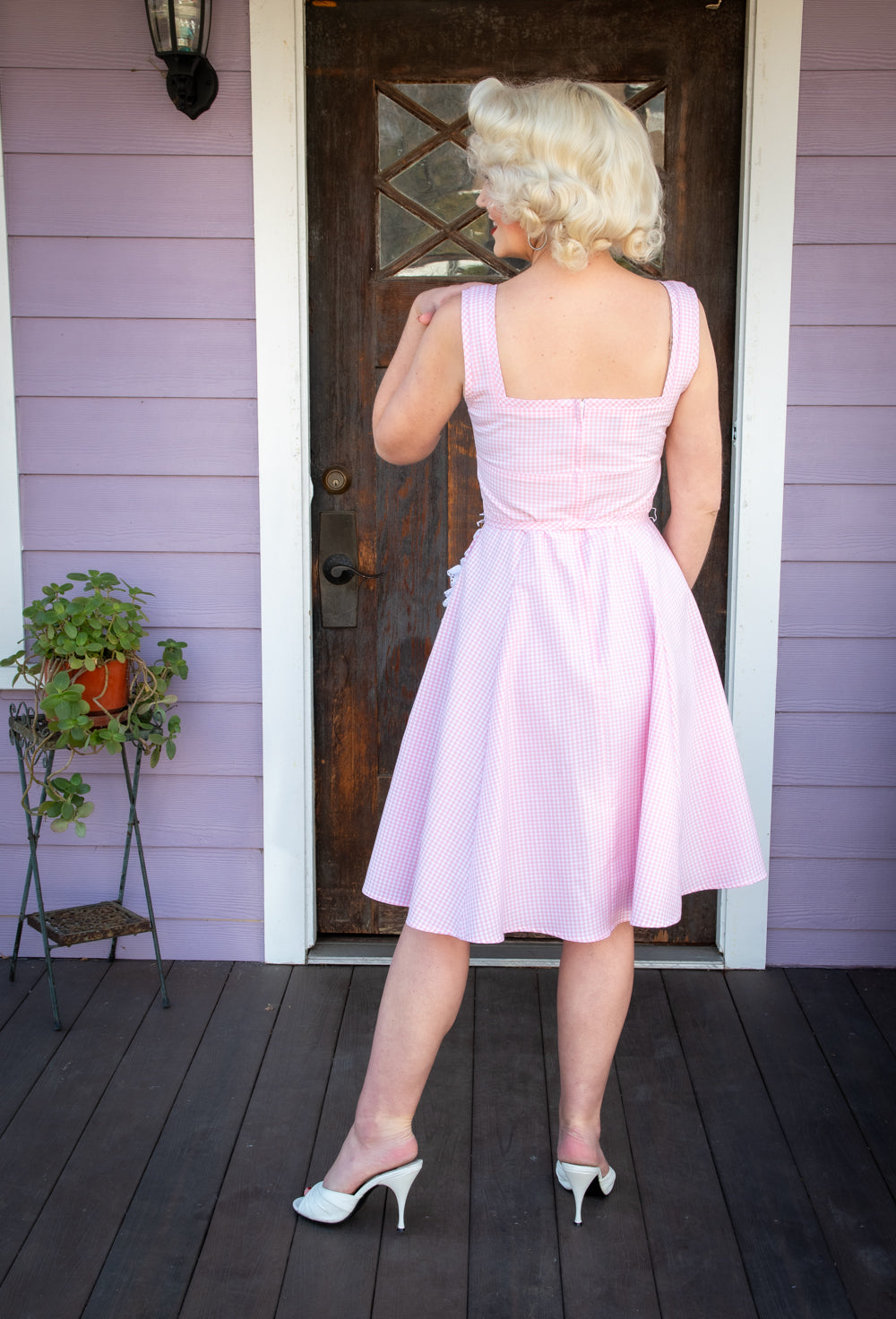 Sadie Dress- Pink Gingham w/ Eyelet Trim *sale