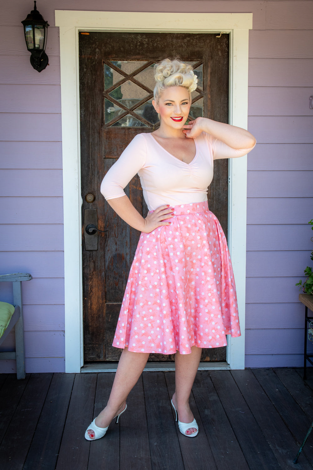 Circle Skirt - Watercolor Dot, Coral *sale