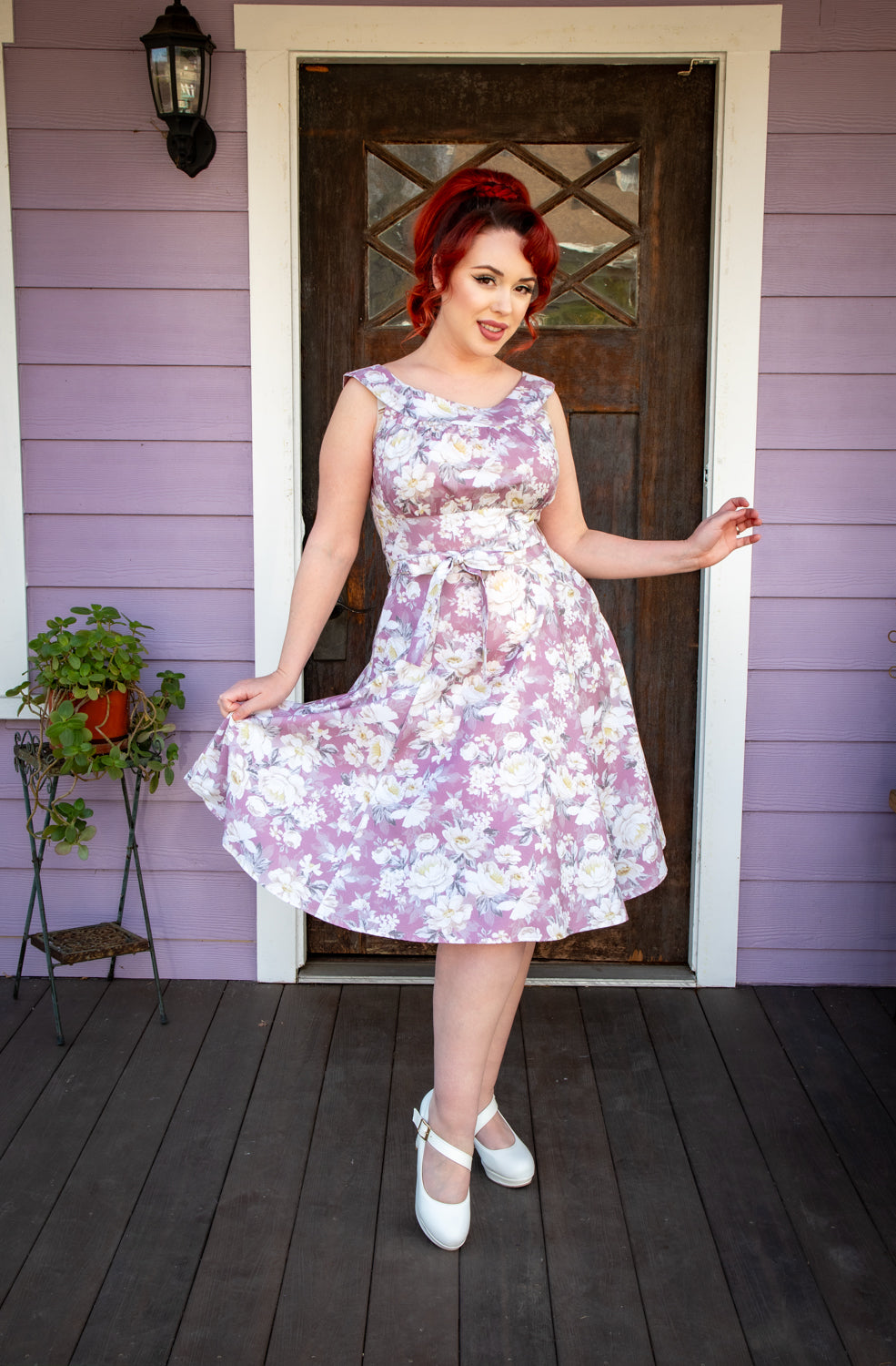 Amanda Dress - Huntington Gardens, Mauve*sale
