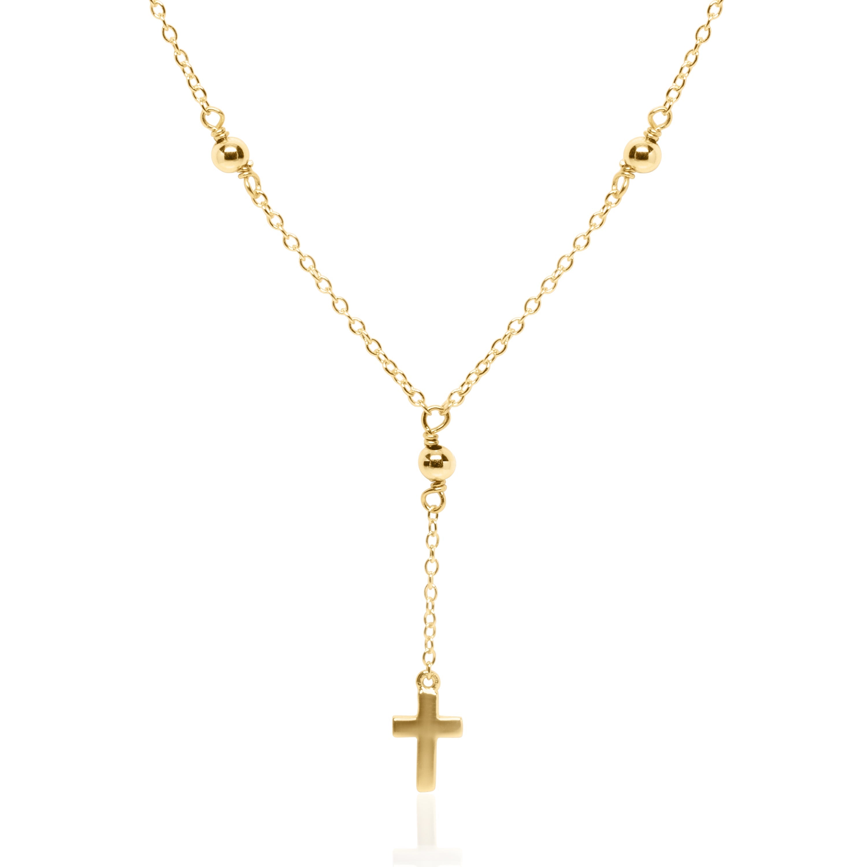 Bellaboho Rosary Cross Silver Necklace