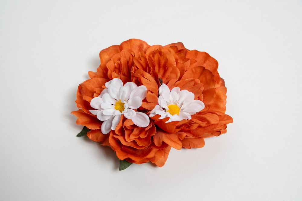 Orange Flower with Small White Flowers Hair Flower