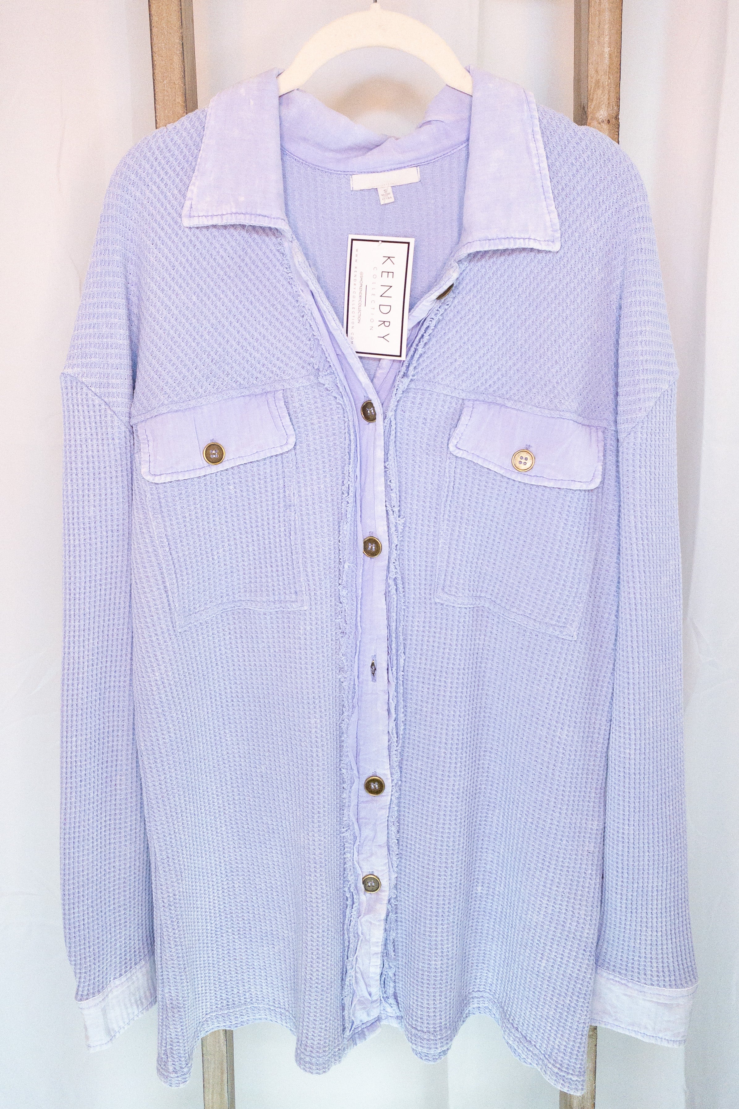 Powder Blue Thermal Button Down Shacket