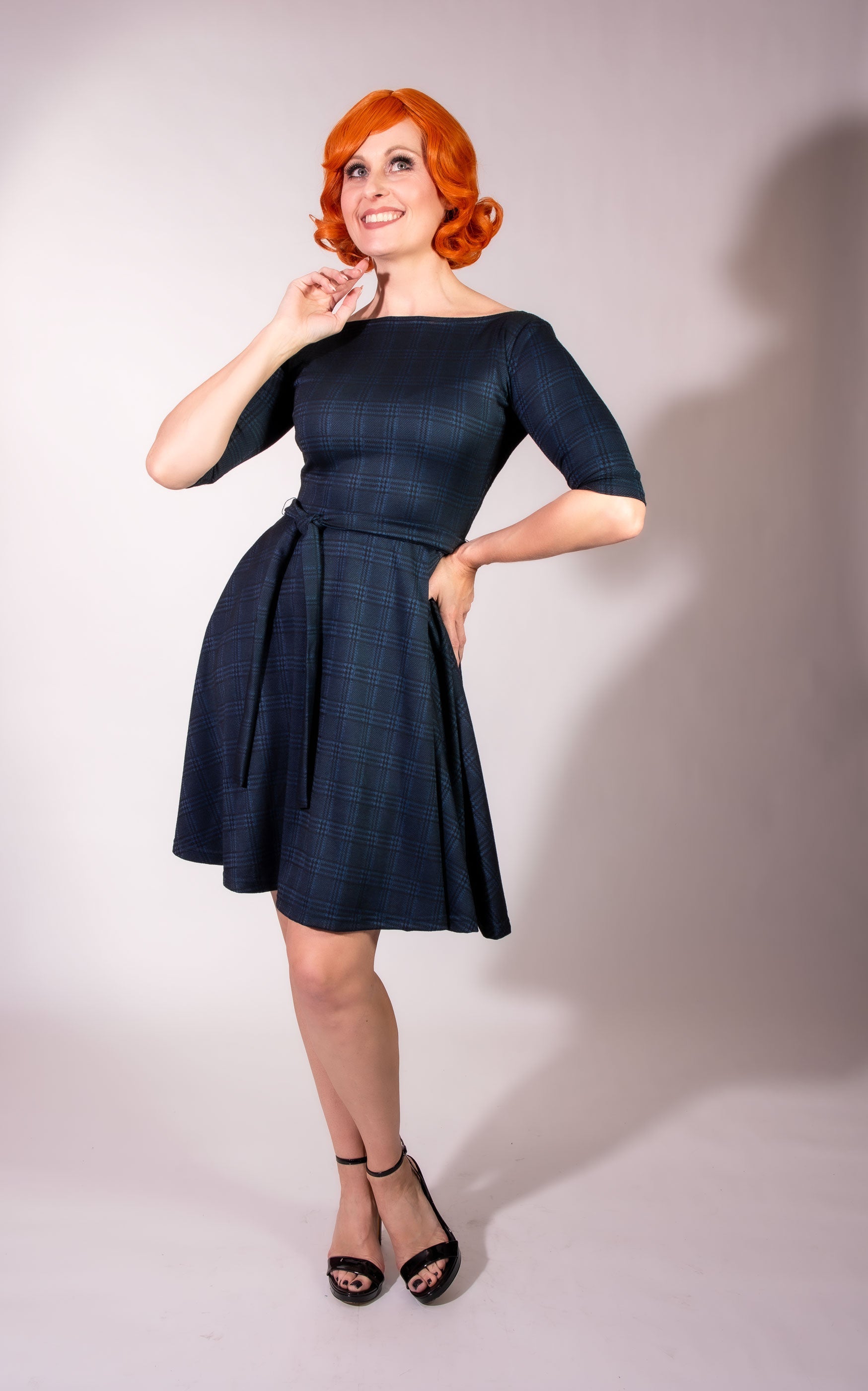 Josephina Dress- Black & Blue Plaid *sale