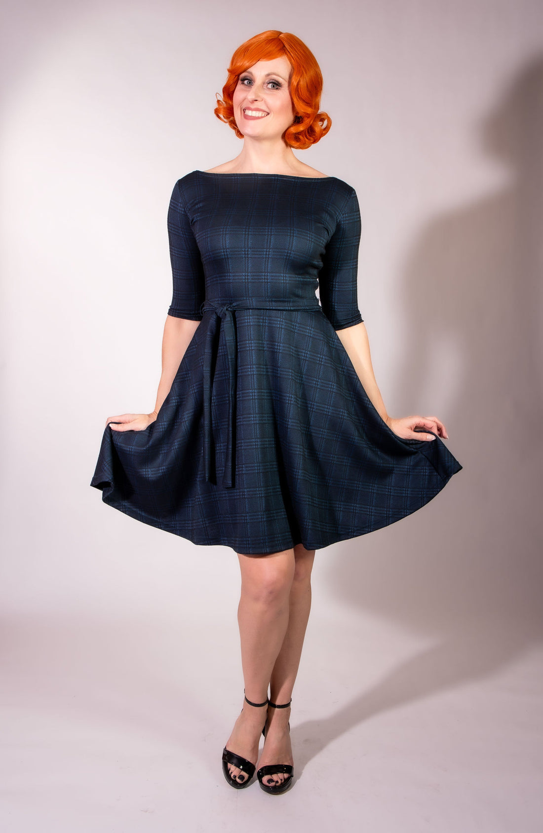 Josephina Dress- Black & Blue Plaid *sale
