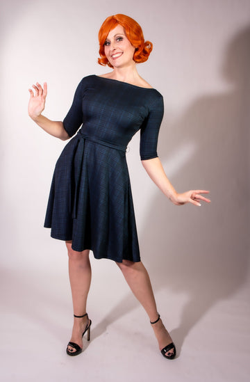 Josephina Dress- Black & Blue Plaid *sale