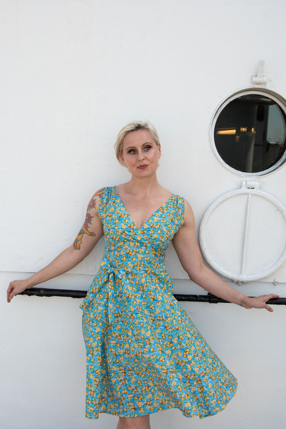 Marie Dress - Aqua Lemon Blossom