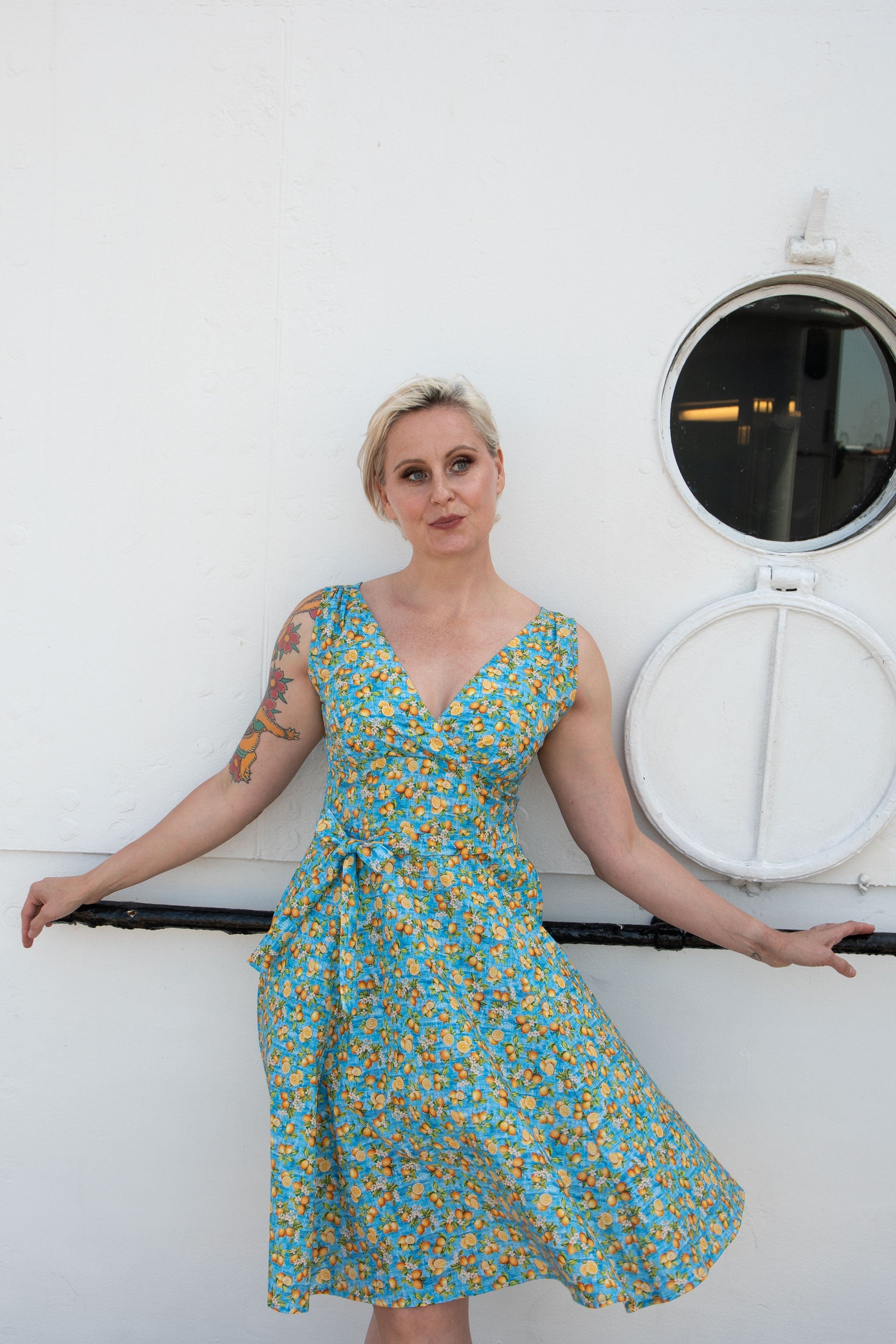 Marie Dress - Aqua Lemon Blossom