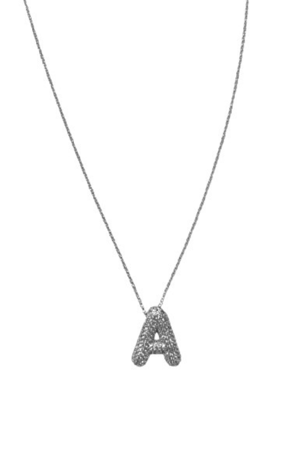 Pav¨¦ Bubble Initial Necklace - Silver