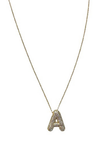 Pav¨¦ Bubble Initial Necklace - Gold