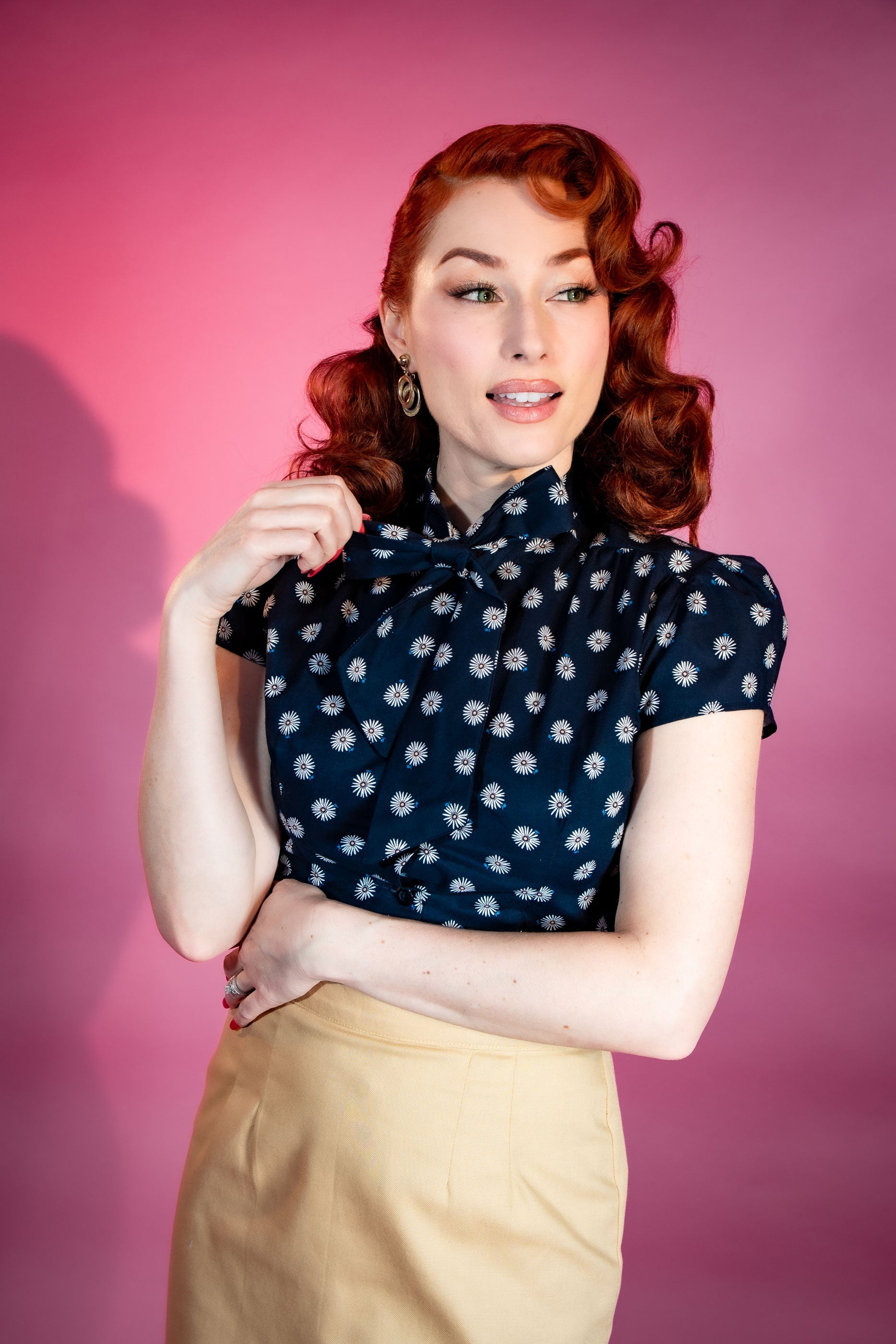 Estelle Blouse - Navy Daisy
