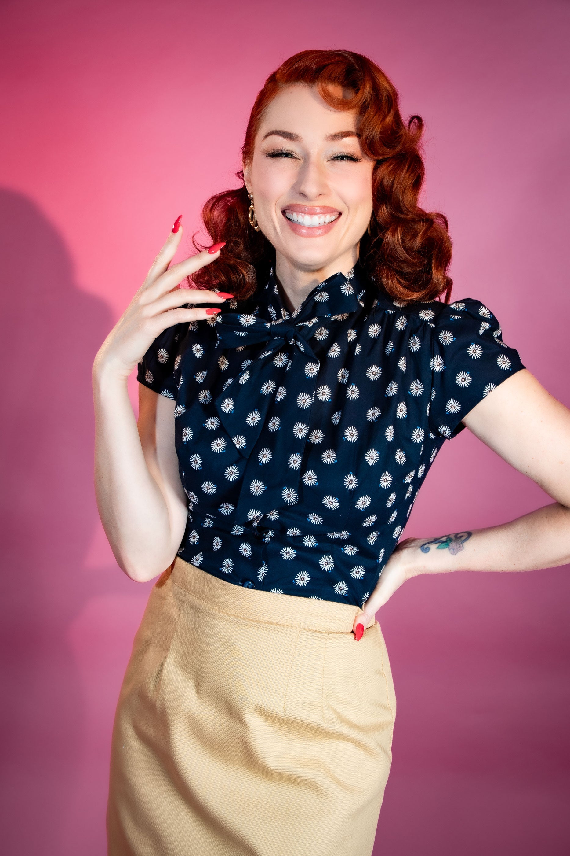 Estelle Blouse - Navy Daisy