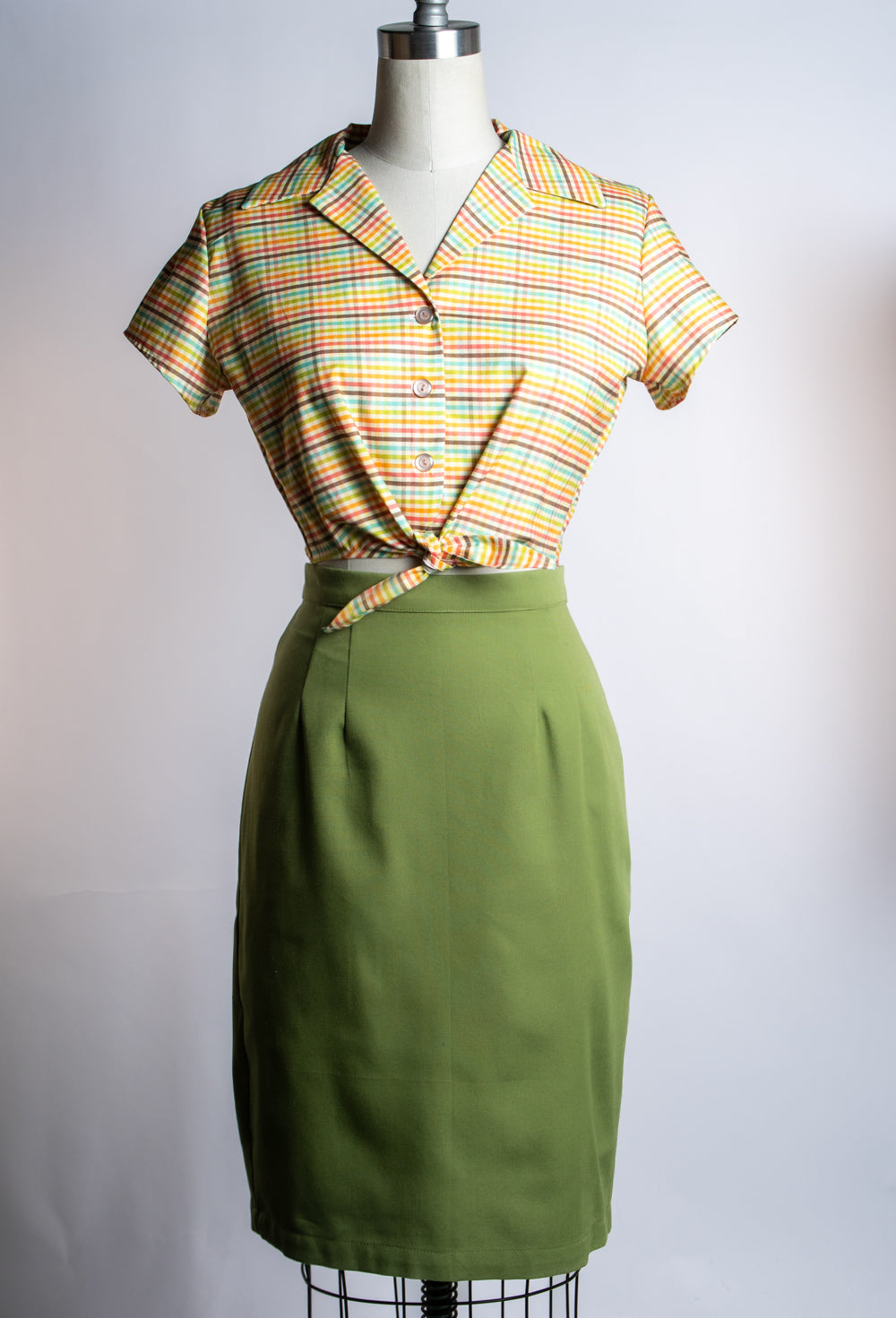 Basic Pencil Skirt- Canvas, Avocado