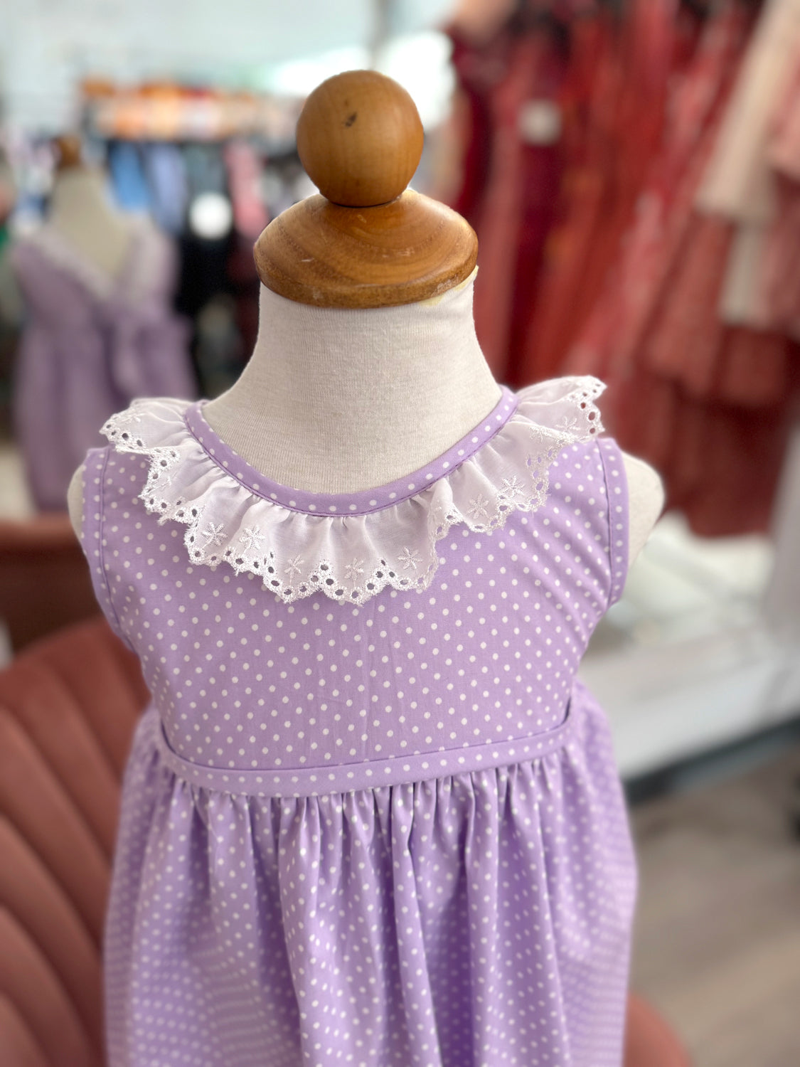 Enchanted Toddler Dress - Lavender Dot w/ frillies *sale