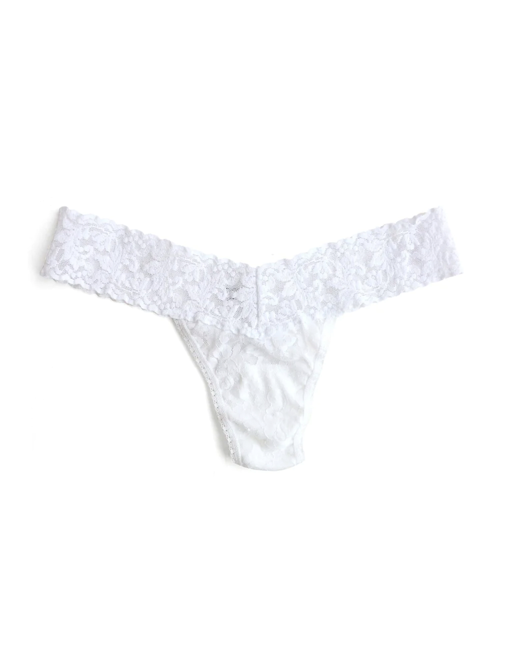 Signature Lace Low Rise Thong, White
