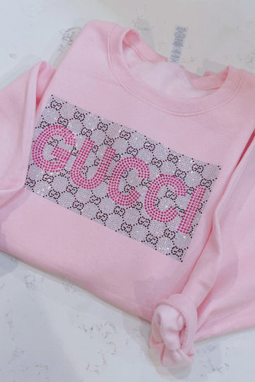 Oh La La Rhinestone Baby Pink Sweatshirt