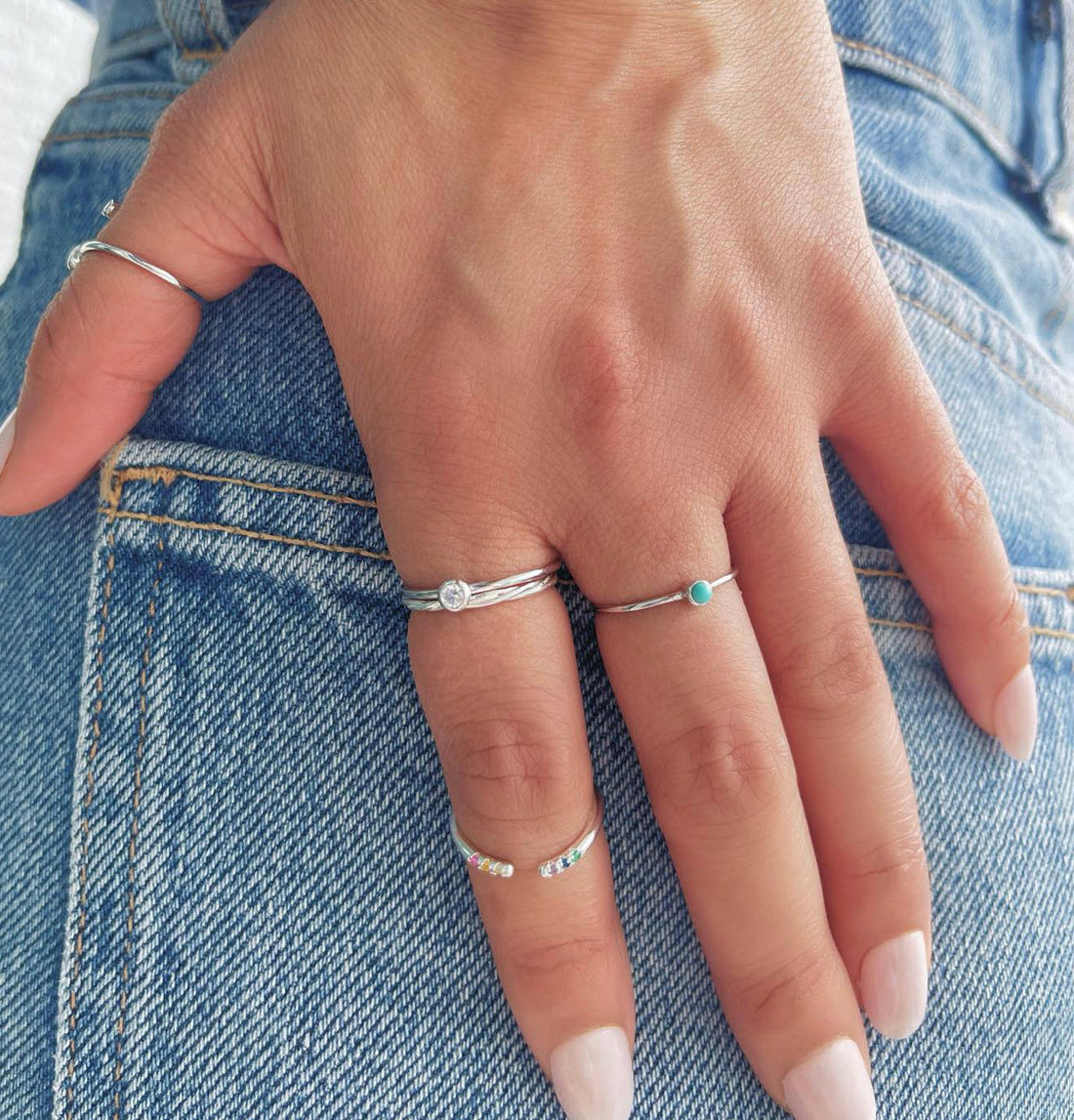 Rainbow Open Silver Ring