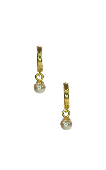 Pearl Huggie Hoops