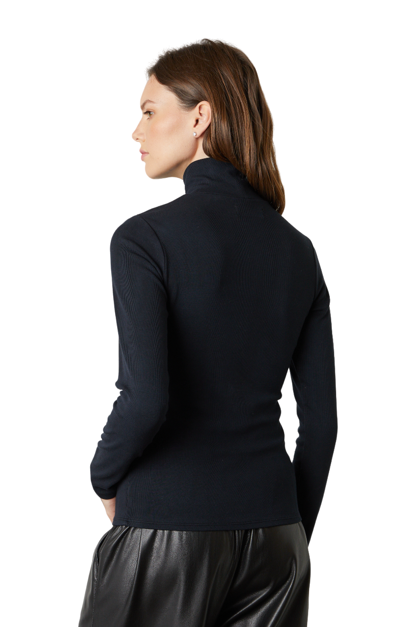 Kaylie Viscose Rib Turtleneck - Black